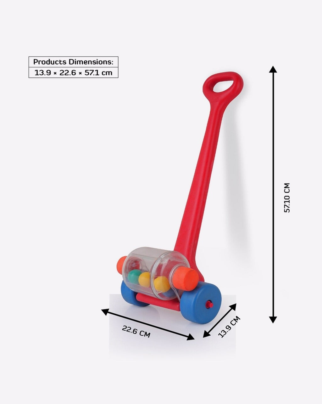 Shooting Star Push Wheel For Kids Push Pull Stick Red 0M+