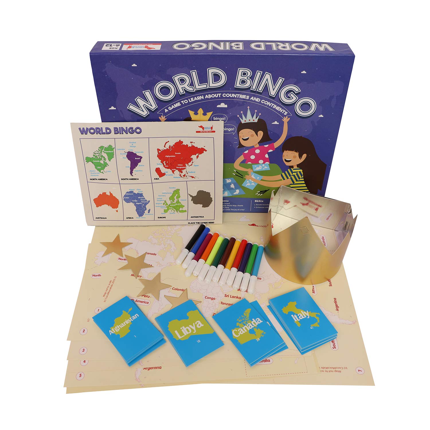 Cocomoco Kids World Bingo Geography Game For Kids Educational Toy Birthday R