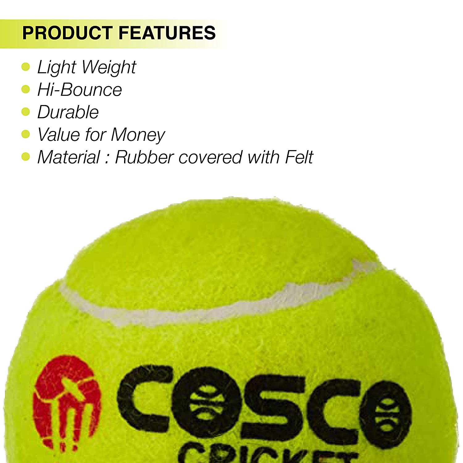 Cosco Light Cricket Tennis Ball pack of 6 Pcs