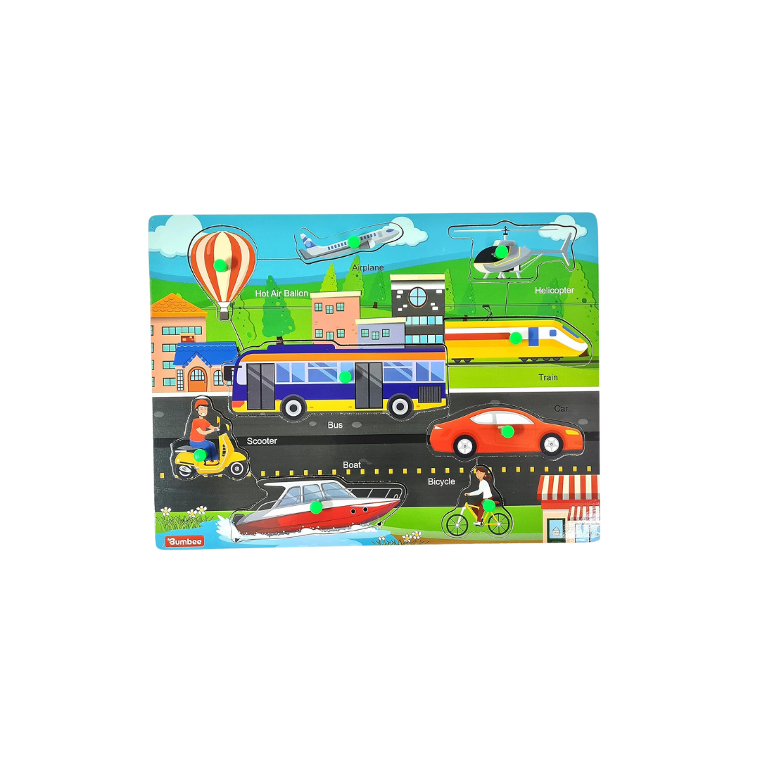 Bumbee Transport Adventures: Wooden Board Puzzle