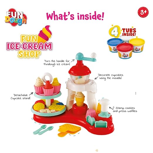 Fundough Funskool Playset Ice Cream Shop Multicolour, Dough, Toy