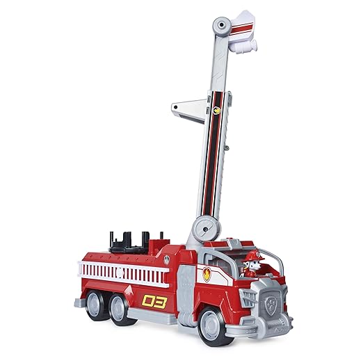 Win Magic Paw Patrol Marshalls Transforming Movie City Fire Truck with Extending Ladder, Lights, Sounds and Action Figure