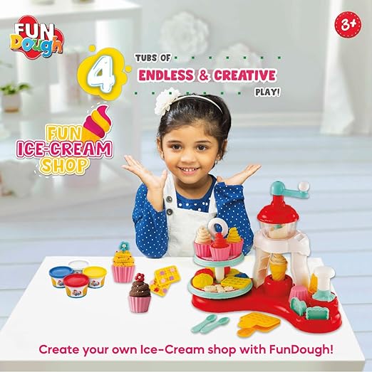 Fundough Funskool Playset Ice Cream Shop Multicolour, Dough, Toy