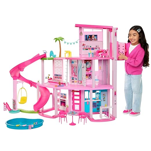 Mattel Barbie Dreamhouse, Pool Party Doll House with 75+ Pieces and 3-Story Slide