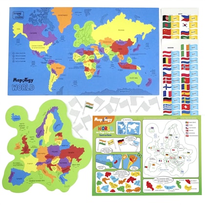 Imagimake Mapology India and World with Capitals and Flags of Country