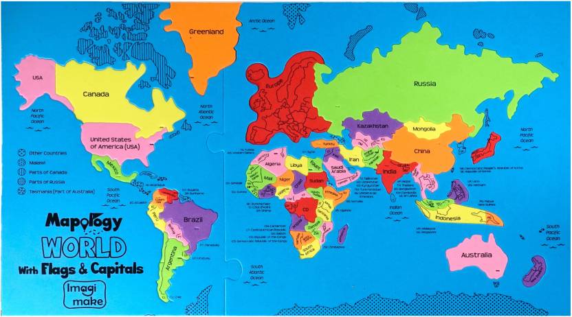 Imagimake Mapology World with Flags & Capitals- with Country Shaped PiecesÂ (86 Pieces)